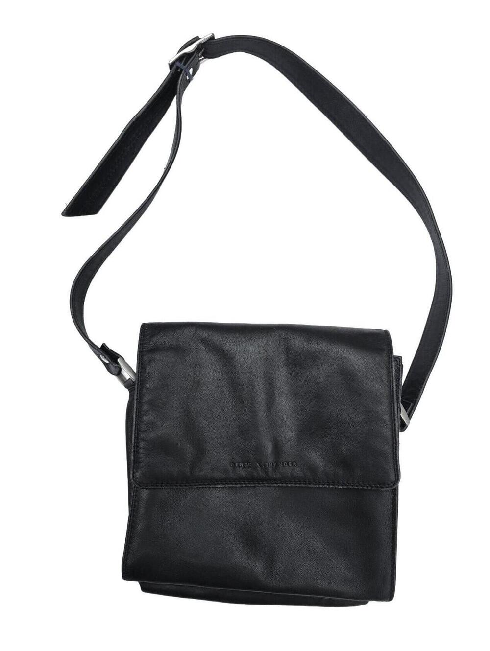 Derek Alexander Vintage Black Leather Flap Organizer/ Shoulder Bag 7.5 x 7.5.